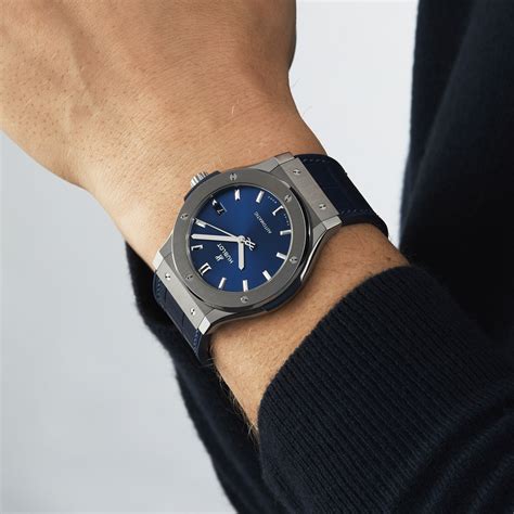 hublot classic fusion black blue titanium bracelet|hublot classic fusion titanium 45mm.